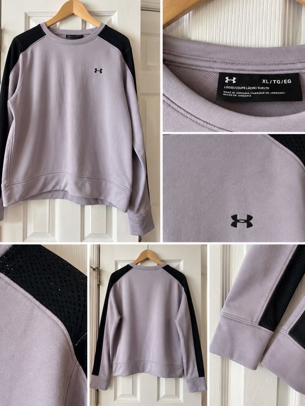 Under Armour lavender and black running shirt, size XL
